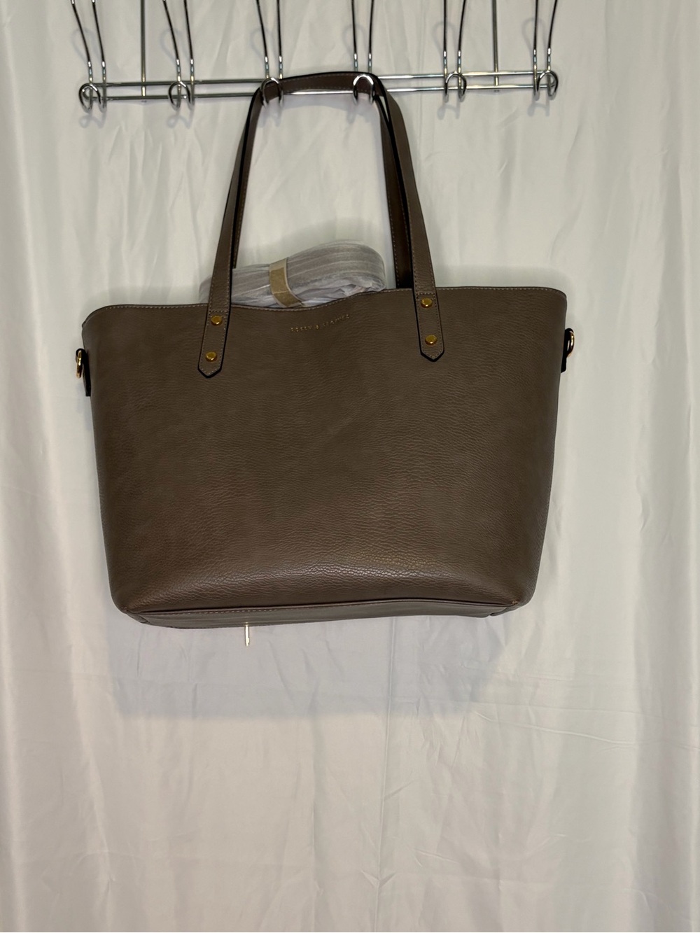 Poppy & Peonies Leather Go-Getter tote bag in Gray - Picture 2 of 15